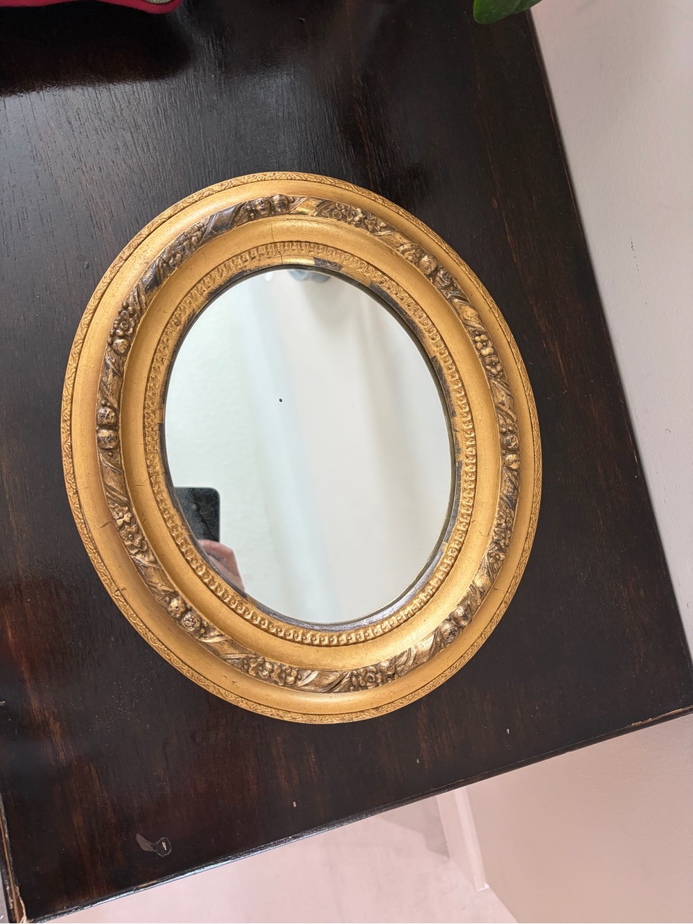 Heavy wooden Ornate Gold Oval Wall Mirror - Classic Decorative Accent
